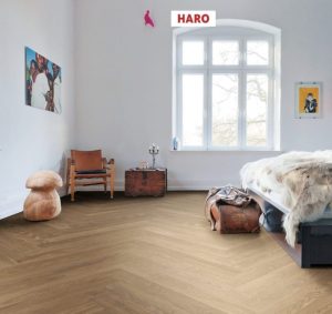 Haro sildebensgulv maxi, Eg sandgrå markant, børstet, matlak