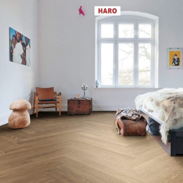Haro sildebensgulv maxi, Eg sandgrå markant, børstet, matlak